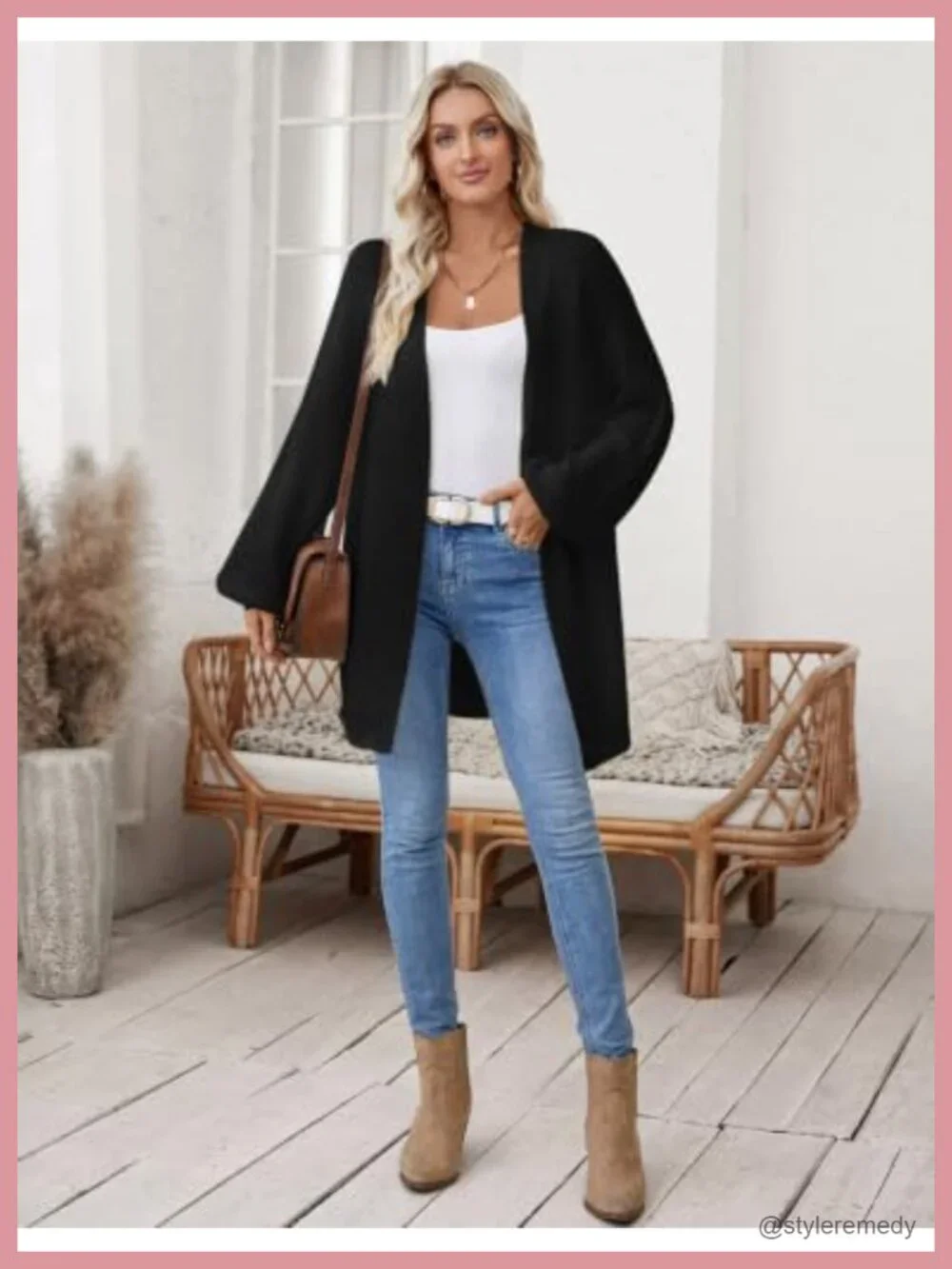 Oversized Chunky Knit Long Sleeve Open Front Cardigan Sweater for Women
